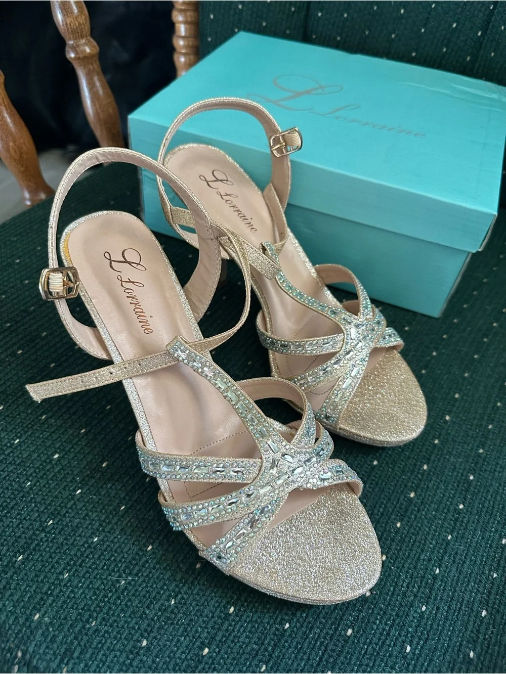 Nude Glitter Crystal Slingback Heels